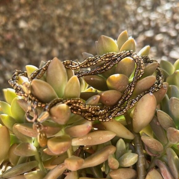 Diane Von Furstenberg DVF 2-Strand Copper Metallic Beaded NECKLACE/CHOKER - Picture 3 of 10